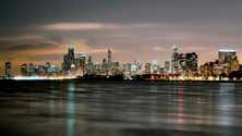 Chicago Skyline with Willis Tower at Night, Chicago, Illinois, United States