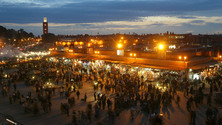 Jamaa el Fna Square and Market Place at Night, Marrakech, Morocco