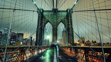 Brooklyn Bridge at Night, New York, New York, United States