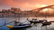 Douro River and Dom Luis I Bridge at Sunset, Porto, Portugal