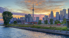 CN Tower and Skyline at Dawn, Toronto, Canada