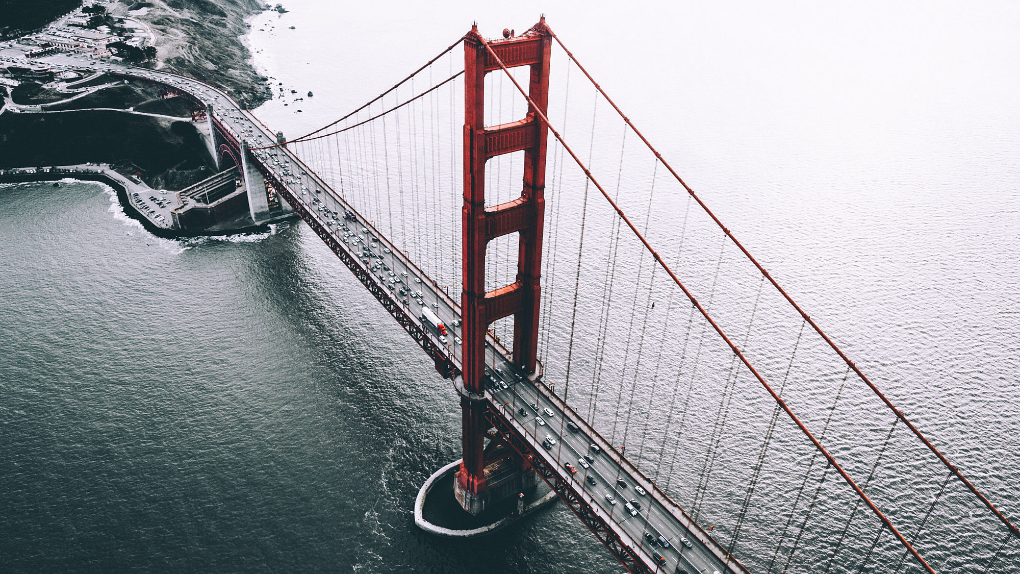 Aerial Shot of Golden Gate Bridge, San Francisco, California, United States