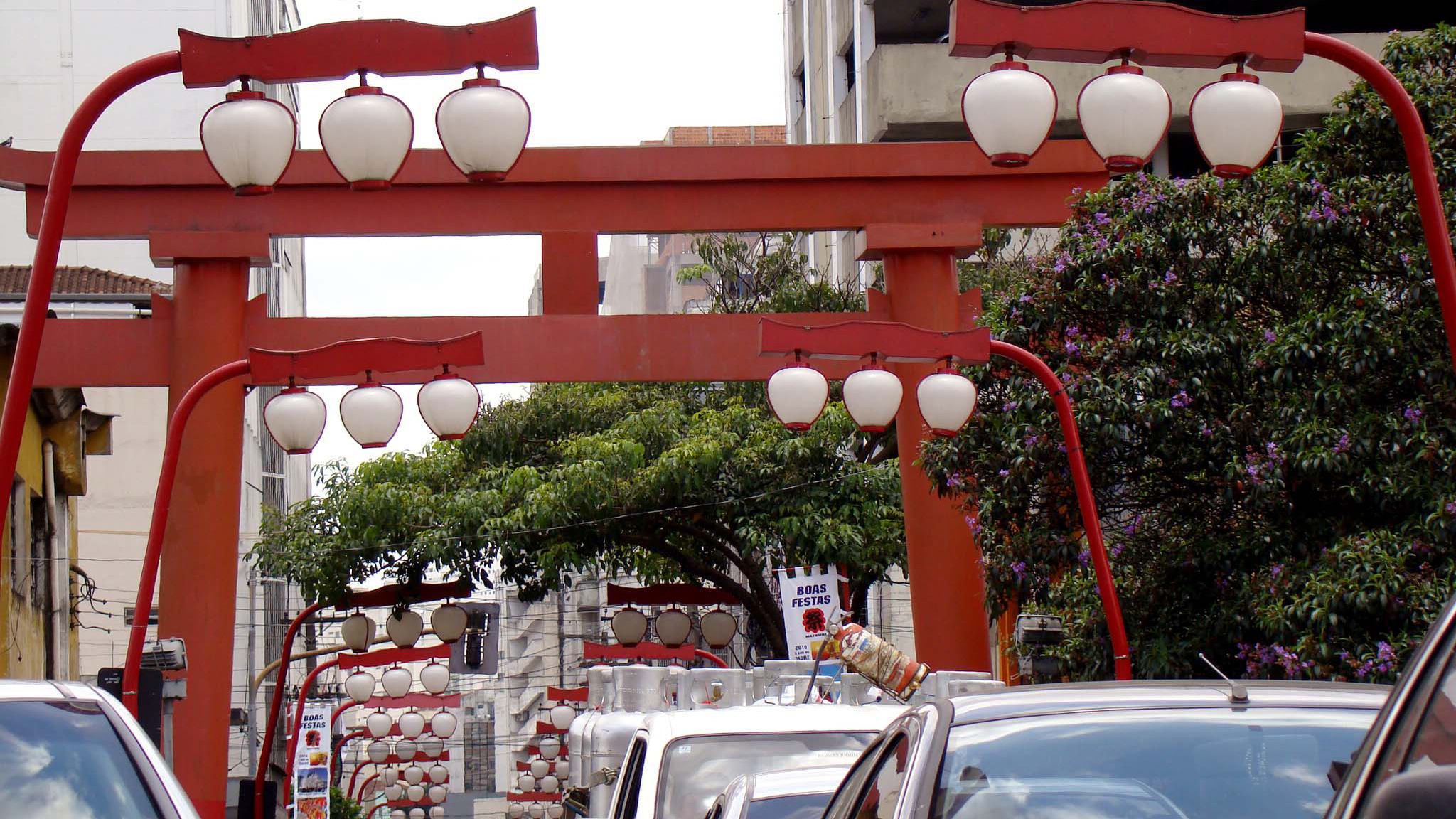 Red Torii Gates in Liberdade, Sao Paulo, Brazil